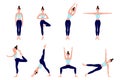Set of yoga postures female