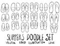 Set of Slippers illustration Hand drawn doodle Sketch line vector eps10 Royalty Free Stock Photo