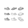 set of Slippers Woman icon line art design collection, Outline vector design illustration template, suitable for your company Royalty Free Stock Photo