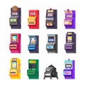 Set slot machine, electronic virtual game with making points, bonuses. Royalty Free Stock Photo