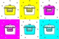 Set Slow cooker icon isolated on color background. Electric pan. Vector Royalty Free Stock Photo