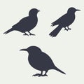 Set of small birds silhouettes vector illustration Royalty Free Stock Photo
