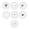 A set of small icons to indicate the type of environment and health status, round mobile phone buttons for design concept Royalty Free Stock Photo