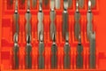 A set of small screwdrivers. metall screwdriver bits Royalty Free Stock Photo