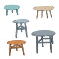 Set of small tables or stools. Stand for domestic plants. Cartoon trendy illustration Royalty Free Stock Photo