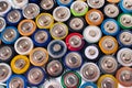 Set of small used batteries for recycling process Royalty Free Stock Photo