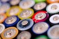 Set of small used batteries for recycling process Royalty Free Stock Photo