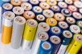 Set of small used batteries for recycling process Royalty Free Stock Photo