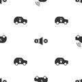 Set Smart car system, Electric motor and on seamless pattern. Vector Royalty Free Stock Photo