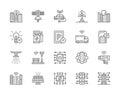 Set of Smart City Line Icons. Clean Town, Space Satellite Station and more.