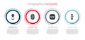 Set Smart coffee machine, Fingerprint, Security camera and home with smart watch. Business infographic template. Vector