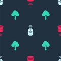 Set Smart data server, Wireless computer mouse and Cloud download on seamless pattern. Vector Royalty Free Stock Photo