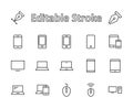 Set of smart devices and gadgets, computer equipment and electronics. Electronic devices icons for web and mobile vector