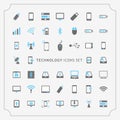 Set of smart devices and gadgets, computer hardware and electronics. Electronic device icons for web and mobile vector lines Royalty Free Stock Photo