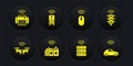 Set Smart drone, traffic light, home with wireless, server, Wireless mouse, stereo speaker, car system and printer icon Royalty Free Stock Photo