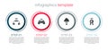 Set Smart headphones system, Wireless gamepad, Network cloud connection and Web camera. Business infographic template