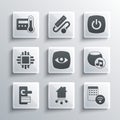 Set Smart home, Air humidifier, Voice assistant, Security camera, Digital door lock, Processor with CPU, Thermostat and Royalty Free Stock Photo