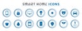 Set of smart home line icons, wireless temperature and light control, air conditioning, security. Royalty Free Stock Photo