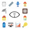 Set of Smart, Light, Chart, Dashboard, Battery, Smart home, Home
