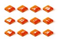 Set Smart printer, light bulb, Exclamation mark triangle, Wireless TV box receiver, table lamp, smartphone, sensor and