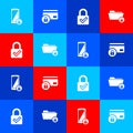 Set Smartphone with lock, Credit card, Lock and check mark and Folder icon. Vector Royalty Free Stock Photo