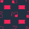 Set Smartphone, mobile phone and Charger on seamless pattern. Vector Royalty Free Stock Photo