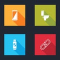 Set Smartphone, mobile phone, Toilet bowl, USB flash drive and shield and Chain link icon. Vector