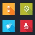 Set Smartwatch service, Location, Processor and Microphone icon. Vector Royalty Free Stock Photo