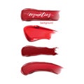 A set of smears of red and Burgundy lipstick.Beauty and cosmetics background. Use for advertising flyer, banner, leaflet