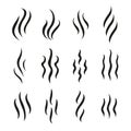 Set smell icons. Cooking steam or warm aroma smell mark, steaming vapour odour symbols.