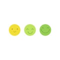 Set of smile emoticons isolated on white background. Line icons emoticons. Happy and unhappy smileys. Green and yellow color. Royalty Free Stock Photo