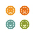 Set Smile Icon. Circle and square buttons. Happy face chat speech bubble symbol