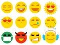 Set smile icon love, joy, sick, sad, anger