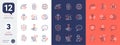 Set of Smile, Painter and Face detect line icons. For design. Vector