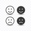 Set of smile and sad icon simple flat style vector illustration Royalty Free Stock Photo