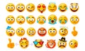 Set of smiley emoticons. Vector faces with different emotions isolated on white background. Vector smileys face