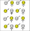 Set of smiley genders icons Royalty Free Stock Photo