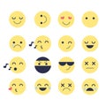 Set Smiley icons for applications and chat. Emoticons with different emotions isolated on white background. Royalty Free Stock Photo