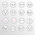 Set Smiley icons for applications and chat. Emoticons with different emotions isolated on white background. Royalty Free Stock Photo