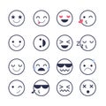 Set smiley icons for applications and chat. Emoticons with different emotions isolated on white background. Royalty Free Stock Photo
