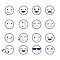 Set smiley icons for applications and chat. Emoticons with different emotions isolated on white background. Royalty Free Stock Photo