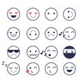 Set smiley icons for applications and chat. Emoticons with different emotions isolated on white background. Royalty Free Stock Photo