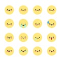 Set smiley icons for applications and chat. Emoticons with different emotions isolated on white background. Vector illustration Royalty Free Stock Photo