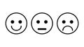 Set of 3 smiley icons. Sad, neutral, smiled. Royalty Free Stock Photo