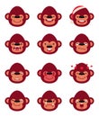 Set smiley monkey on white