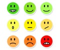 Set of Smileys Mood Color on White, Stock Vector Illustration