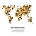 A set of smiling faces shaped as a map. Vector illustration