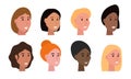 Set of smiling faces of woman of various ethnicity and with different skin tone and haircuts Royalty Free Stock Photo