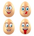 Set Smiling Funny Eggs. Positive Emotions Royalty Free Stock Photo