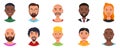 Set of smiling men avatars. men of various unusual appearances. Isolated portraits on a white background.